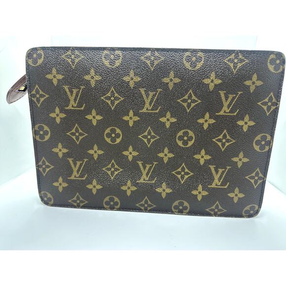 LOUIS VUITTON Monogram Pochette Homme Clutch Hand Bag Vintage Code SL0918 France - Picture 5 of 16